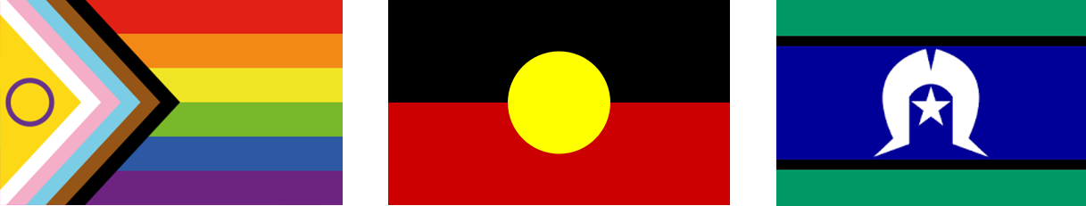 LBGTQI, Aboriginal and Torres Straight Islander flags