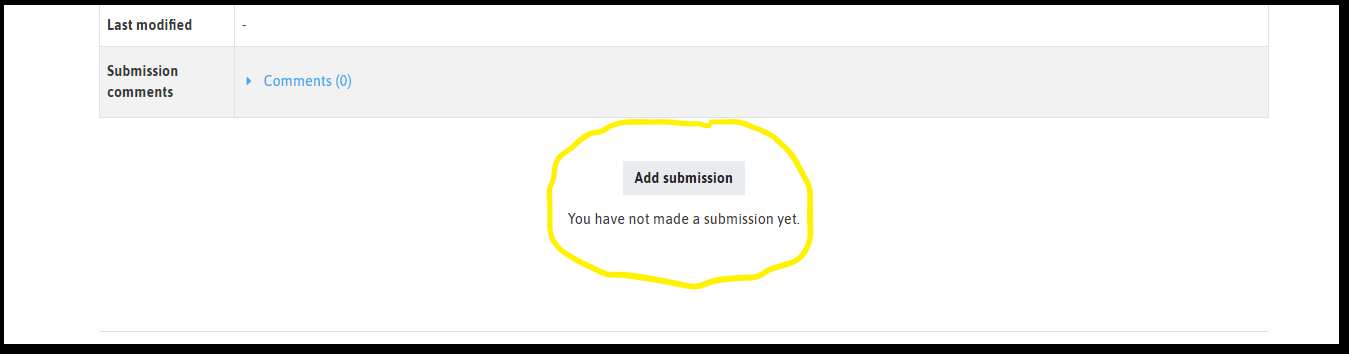 Image of the Add Submission button at the end of an assignment on StudentWeb