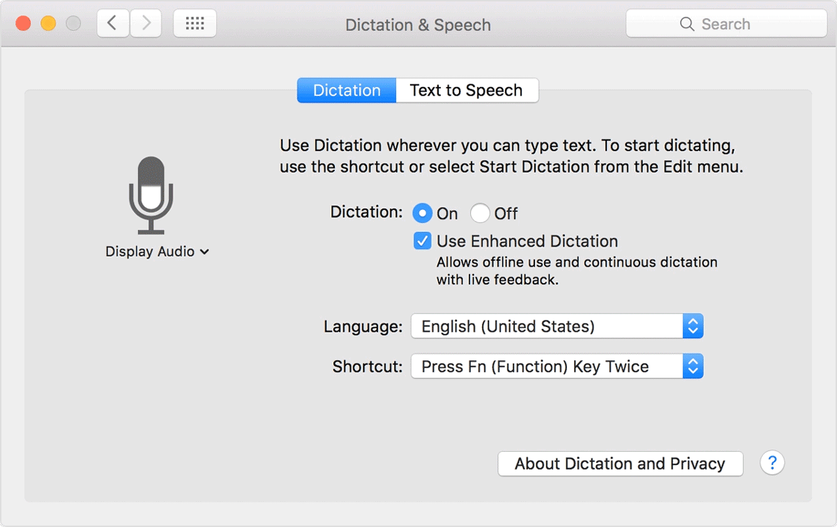 Gif screenshot of Apples Dictation software