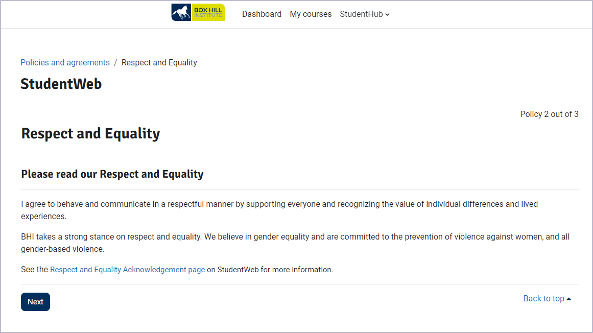 image to show what Respect and Equality Agreement looks like