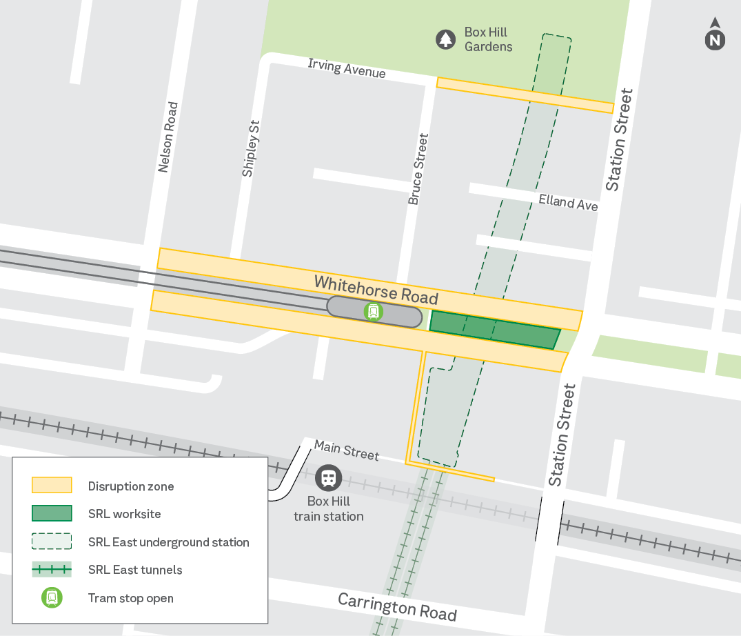 Suburban Rail Loop interruptions on Whitehorse road 